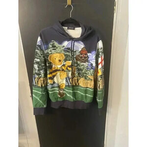 Men's Polo Ralph Lauren Football Rugby Kicker Bear Pullover Hoodie sz S